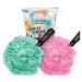 Luxury Bathing Round Loofah for Men and Women (Aqua and Pink)
