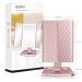 Trifold Makeup Mirror with Lights - 3 Color Modes, 72 LED Vanity Mirror, 1x/2x/3x Magnification, Touch Control, Portable High Definition Cosmetic Mirror - Pale Pink - Buy Online on SooperMarket.com