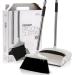 Broom and Dustpan Set for Home - Premium Long Handled Broom Dustpan Combo - Upright Standing Lobby Broom and Dust Pan Brush w/ Handle - Great Edge, Lightweight and Robust