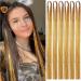 Gold Hair Tinsel Extensions - 250 Strands Holographic Sparkle Glitter for Women - Synthetic Straight Hair Decoration - 1200 Gold Strands - Buy Online on SooperMarket.com