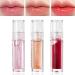 Fusang 3 Pcs Plumping Lip Oil Tinted Lip Balm Stain Set Hydrating Lip Gloss Lip Care Transparent Lip Oil Nourishing Long Lasting Shimmer Shine Primer Lip Tint Makeup Moisturizing Lighten Lip Lines 3P