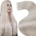 Laavoo invisible tapes extensions real hair blond real hair extensions tape platinum blonde hair extension real hair extensions tape remy hair smooth 50g 20pcs #60 65cm-20pcs 2.1 #60