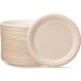 Disposable Sugarcane Paper Dinner Plates 9 Inch 125 Pack Brown Unbleached