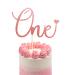 Arthsdite One Cake Topper with Heart Baby First Birthday Cake Decorations for Baby Shower Boys Girls Kids 1st Birthday Party Decorations Supplies - Rose Gold Glitter