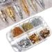 Eseres 3D Sparking Gold Flakes Nail Foil - 6 Grids Metallic Glitter for Nail Art Design in Gold & Silver - Buy Online on SooperMarket.com