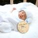 Baby Announcement Sign - 15cm Round Milestone Cards for Newborns | Wood Stamp Cushions for Hand & Footprints | Hello World Photo Props - Buy Online on SooperMarket.com