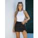 Luvamia Women's Denim Skorts Skirt - High Waisted Mini Jean Shorts with Side Slit, Stretchy & Soft Black (Medium B) - Buy Online on SooperMarket.com