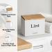 Magnetic Lint Bin for Laundry - Compact Wooden Lint Box with Lid | Rustic Modern Farmhouse Decor - White & Torched Finish - Buy Online on SooperMarket.com