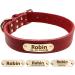 Tagme Personalized Leather Dog Collar - Engraved Name & Phone Number - Coral Red for Small to Large Dogs (33-39cm) - 1-Pack - Buy Online on SooperMarket.com