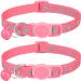 Joytale Breakaway Cat Collars, Reflective Pet Collars with Bell, Kitten Collars for Boy and Girl Cats, Adjustable Size 6"-9" and 9"-13", 2 Pack Kitten Pink
