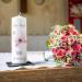 Brilliant Gravure Printed Christening Candle - Personalized Baptism Gift for Girls & Boys - High-Quality 250/80 mm Pink Butterfly Design - Buy Online on SooperMarket.com
