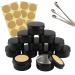 Tianzd 24 pieces empty 80 ml around matt black aluminum screw box cream cans of aluminum tiles doses with screw-top cover 15ml aludose tin tin cans for cosmetics candle ointments with 3x spoon 24x etiquette black 80ml