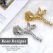 2Pcs Metallic Rose Hair Claw Clips - Medium Size Elegant Floral Barrettes for Women with Thick or Thin Hair - Strong Hold and Stylish Hair Accessory - Buy Online on SooperMarket.com