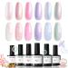 Modelones Pearl Gel Nail Polish Set 6 Colors Aurora Iridescent Shimmer White Pink Purple Mermaid Nail Drawing Gel Polish Soak Off Led Summer Glitter Nail Gel Polish Swirl Shell Thread Effect DIY Gift A-1 Mermaid's Shell