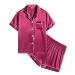 SWOMOG Kids Silk Pyjamas Girls Boys Short Sleeve Satin PJs Sets Button-Down Silky Nightwear Children Sleepwear Teens Age 4-16 12-13 Years Grapefruit