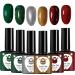 Christmas Gel Nail Polish Set Glitter Red Green Gold Silver 6 Colors Burgundy Dark Red Soak Off LED/UV Lamp Manicure Nail Varnish Sets for Women Nail Art Salon DIY Home