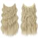 FESHFEN Invisible Wire Hair Extensions - 16 Ash Blonde Long Wavy Hairpiece for Women - Buy Online on SooperMarket.com