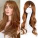 YEESHEDO Women's 28" 70 cm Ginger Cosplay Wig Long Wavy Curly Hair Ends with Bangs Auburn Wigs for Ladies Heat Resistant Synthetic Wig for Party Costume Anime Halloween Brown