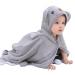 Hilmocho Baby Bath Towel with Hood Newborn Infant Toddler Ultra Soft Warm Coral Velvet Swimming Shower Pool Towel Blanket 110x68CM Grey