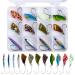 Goture Fishing Lures Fishing Spoons,Hard Lures Saltwater Spoon Lures Casting Spoon/Ice Fishing  Jigs for Trout Bass Pike Walleye Crappie Bluegill 1/10oz 1/8oz 1/7oz 1/6oz 1/5oz E-3 Patterns-12pcs 12pcs fishing spoons with tackle box
