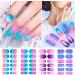 Gradient Color Nail Wraps 8 Sheet Set with Nail File & Scissors - Multicoloured Nail Art Strips for Women & Girls - Buy Online on SooperMarket.com