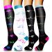 Actinput 4 pairs of compression stockings for women men colorful support stockings compression socks for sports flight running travel cycling nurse 4104 - black S -M