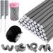 Elcoho 40 Pieces 9.45 x 0.71 Inch Flexible Curling Rods No Heat Hair Rollers Hair Curlers Set , 2 Comb, 1 Satin Bonnet, 1 Cosmetic Bag for Short Medium and Long Hair 9.45 x 0.71 Inch Gray