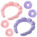 Retrowavy 6 Pcs Spa Headband for Women Puffy Sponge Terry Cloth Makeup Headband Skincare Headbands for Washing Face Removal Mask Makeup Hair Accessories (Pink  Purple)