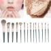 Complete 14-Piece Cosmetic Brush Kit for Sensitive Skin | Includes PU Bag | Green Eyeshadow & Foundation Tools | Worldwide Shipping - Buy Online on SooperMarket.com