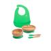 Love Earth - Bamboo Baby Weaning Set 5 Piece Baby Weaning Set Including Suction Plate Bowl Spoons and a Silicone Bib Eco-Friendly Weaning Set for Babies from 3 Months to 6 Years (Green)