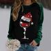 Women's Christmas Snowman & Penguin Print Sweatshirt - Green XL | Cozy O-Neck Pullover for Winter | Cute Festive Holiday Raglan Top - Buy Online on SooperMarket.com