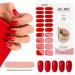 Kalolary 20 Stickers Nail Gel Polish Strips Red Full Wraps Nail Polish Stickers Cured Gel Nail Strips Self-Adhesive Gel Nail Wrap Stickers Decals with Nail File and Stick(UV/LED Lamp Required)