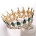 FORSEVEN Queen Crown Rhinestone Wedding Tiara | Crystal Bridal Princess Crown for Women - Gold and Green | Costume Party Hair Accessory - Buy Online on SooperMarket.com