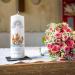 Personalized Gravure Printed Baptism Candle | Ark Rainbow Design | High-Quality Christening Gift for Boys & Girls | 250/80 mm Blue - Buy Online on SooperMarket.com