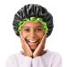 mikimini Black Small Shower Cap for Child 1 Pack Double Layers Waterproof Bathing Hair Cap with Reusable Soft Comfortable PEVA Lining Cute non-fading & Stretchy Shower Hat Small (Pack of 1) Black+Green