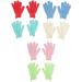 Glamlily 6 Pairs Body Exfoliating Shower Gloves with Hanging Loop Bath Scrub Wash Mitt for Women Men Spa Massage (Red Cream Blue Pink Green Turquoise)