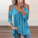 Women's Short Sleeve Lace Patchwork T-Shirt - Blue, Medium | Casual & Dressy Plus Size Top - Buy Online on SooperMarket.com
