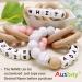 Personalized Name Baby Keepsake Rattle | Ausbay Customizable Teether Toy with Beech Wood Rings | Ideal for Girls Baby Shower (Black) - Buy Online on SooperMarket.com