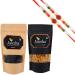Jaiccha Ghasitaram Rakhi Gifts for Brothers Rakhi Dryfruits - Blueberry 100 GMS and Butter Chakli Sticks 100 gmsPouch with 2 Rudraksh Rakhis