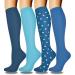 Actinput 4 pairs of compression stockings for women men colorful support stockings compression socks for sports flight running travel cycling nurse 4105 - blue S -M
