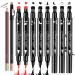 10 Pack Liquid Eyeliner Stamp Set with 8Pcs Eyeliner Stamp and 2Pcs Eyebrow Pencil, Waterproof Smudgeproof Eyeliner Long Lasting Eyeliner Pen (Heart/Flower/Moon/Star/Smiley /Triangle Seal Stamp) 10PCS