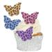 Edible Wafer Leopard Print Pre-Cut Butterfly Cupcake Toppers - 24pc