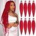 Leeven 8 Packs Pre Stretched Braiding Hair 26 Inch Yaki Texture Red Brading Hair Extensions for Box Braids Red Crochet Hair Extensions for Braiding/Red 26 Inch (Pack of 8) RED