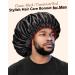 Mikimini Satin-Haube 2 Pack - Adjustable Double-Layer Sleep Silk Hood for Curly Hair & Braids (XL Black/Red) - Non-Slip Design for Men & Women - Buy Online on SooperMarket.com