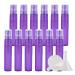 Zeoabsy 100 pieces empty plastic 5ml matt purple spray bottle small with fine fog spray pump bag atk atomizer pump pum perfumed panel tabering set for water alcohol 5x funnel 5ml violet