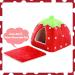 Kuoser Small Animal Winter House | Non-Slip Strawberry Hedgehog Bed | Removable Pad | Guinea Pig, Hamster, Chinchilla, Ferret, Rabbit House - Buy Online on SooperMarket.com