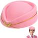 TENDYCOCO Women Stewardess Hat Felt Flight Attendant Air Hostess Hat Cosplay Costume Headwear Accessories for Halloween Party Supplies Pink One Size - Buy Online on SooperMarket.com
