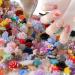 3D Flower Nail Charms 200 Pcs Colorful Acrylic Camellia Rose Flower Nail Art Charms Cherry Blossom Nail Rhinestones Gems Nail Accessories for DIY Nail Art Designs Jewelry Making (Multi-Colored)