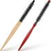2 Pcs Small Round Hair Brush Mini Round Wood Brush Roller Quiff Hair Combs Nylon Bristles Hair Brushes Salon Hairdressing Brushes for Blow Drying Curly Hair Styling Bangs Lifting Beard Care  2 Styles