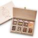 Gift set "Men's evening" *** vegan *** with caramelized nuts |4 Premium snacks in the birch wood box |Gift for man friend father brother grandpa |Wellnut premium presents caramelized snacks (vegan) 4 snack in the birch wood box